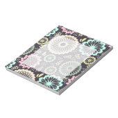 ソフトパステルピンクとティール(緑がかった色)フラワーヴィンテージボタニカL ノートパッド (回転)