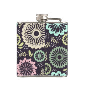 ソフトパステルピンクとティール（緑がかった色）フラワーヴィンテージボタニカL フラスク (裏面)