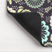 ソフトパステルピンクとティール(緑がかった色)フラワーヴィンテージボタニカL マウスパッド (コーナー)