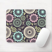 ソフトパステルピンクとティール(緑がかった色)フラワーヴィンテージボタニカL マウスパッド (マウス)