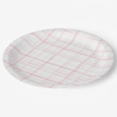 ソフトパステルピンクのギンガムパーティー ペーパープレート (アングル)