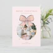 ソフトパステルピンクのクリスマスボールボーフォト シーズンカード (スタンド正面)