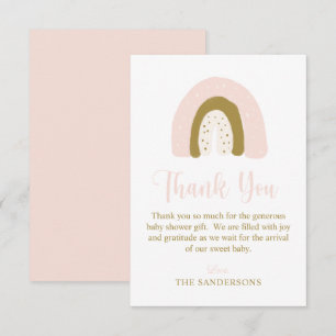 ソフトパステルピンクの水の色レインボーベビーシャワー サンキューカード