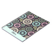 ソフトパステルピンクティール(緑がかった色)花ヴィンテージフローラ名 ノートブック (左側)