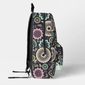 ソフトパステルピンクティール（緑がかった色）花ヴィンテージフローラ名 プリントバックパック (左)