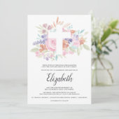 ソフトパステルピンクフローラクロスバプテスマ 招待状 (スタンド正面)