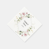 ソフトパステルピンクフローラ結婚ズナプキン スタンダードカクテルナプキン (角)