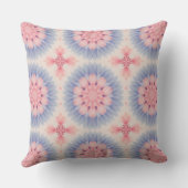 ソフトパステルピンクブルーフローラ万華鏡のように千変万化するパターンパターン クッション (裏面)