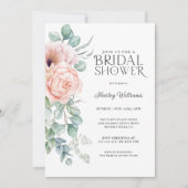 ソフトパステルピンクボホフローラブライダルシャワー 招待状 (正面)