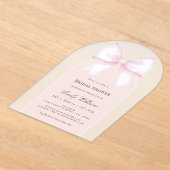 ソフトパステルピンクリボンボウブライダルシャワー アクリル招待状 (レイダウン)