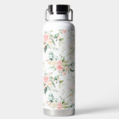 ソフトパステルピンクローズフラワーパターン ウォーターボトル (背面)
