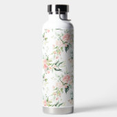 ソフトパステルピンクローズフラワーパターン ウォーターボトル (左面)