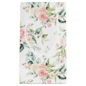 ソフトパステルピンクローズフラワーパターン スモールペーパーバッグ (正面)