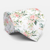 ソフトパステルピンクローズフラワーパターン ネクタイ (ロール)