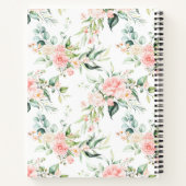 ソフトパステルピンクローズフラワーパターン ノートブック (裏面)