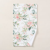 ソフトパステルピンクローズフラワーパターン バスタオルセット (ハンドタオル)