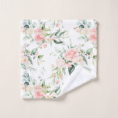 ソフトパステルピンクローズフラワーパターン バスタオルセット (ウォッシュタオル)