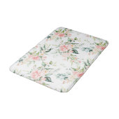 ソフトパステルピンクローズフラワーパターン バスマット (アングル)