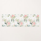 ソフトパステルピンクローズフラワーパターン ヨガマット (正面(横))