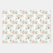 ソフトパステルピンクローズフラワーパターン ラッピングペーパーシート (正面)