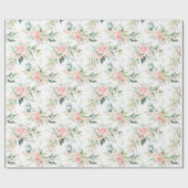 ソフトパステルピンクローズフラワーパターン ラッピングペーパー (フラット)