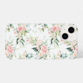 ソフトパステルピンクローズフラワーパターン iPhoneケース (裏面横)