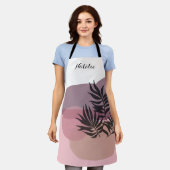 ソフトパステルピンク抽象芸術トロピカルエプロン エプロン (着用した状態)