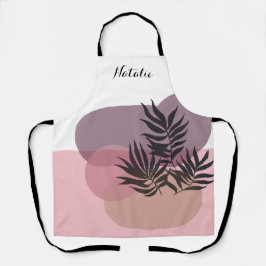 ソフトパステルピンク抽象芸術トロピカルエプロン エプロン