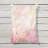 ソフトパステルピンク緑の水の色のネクタイ染料パターン アウトドアクッション (正面(縦))