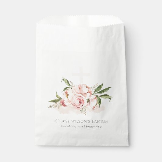 ソフトパステルピーチバラフローラクロスバンチバプテスマ フェイバーバッグ (正面)