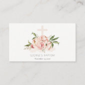 ソフトパステルピーチバラフローラクロスバンチバプテスマ プレイスカード (正面)