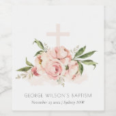 ソフトパステルピーチバラフローラクロスバンチバプテスマ ワインラベル (シングルラベル)