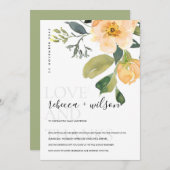 ソフトパステルピーチ牡丹ウォーター色フローラ サンキューカード (正面/裏面)