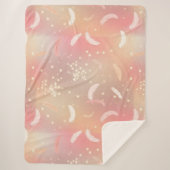 ソフトパステルフェザー | ロマンチックピンク&金ゴールドコージー シェルパブランケット (正面)