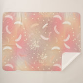 ソフトパステルフェザー | ロマンチックピンク&金ゴールドコージー シェルパブランケット (正面(横))