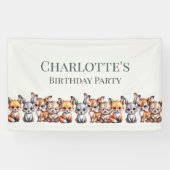 ソフトパステルフォレストアニマルズ子供へ誕生日 横断幕 (横)