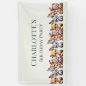 ソフトパステルフォレストアニマルズ子供へ誕生日 横断幕 (縦)