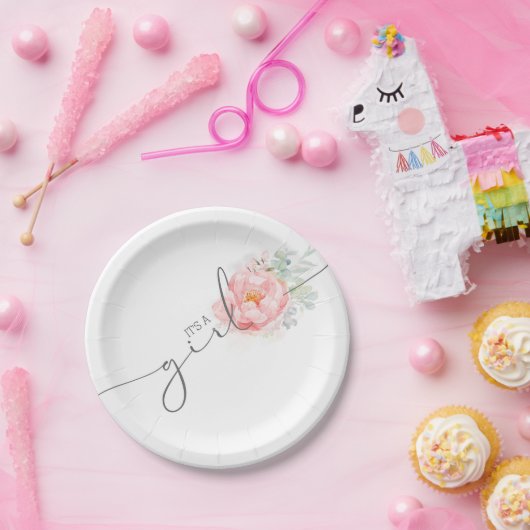 ソフトパステルフラワースクエレガントリプト赤ちゃんシャワーパペ ペーパープレート (パーティー)