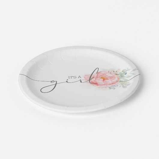 ソフトパステルフラワースクエレガントリプト赤ちゃんシャワーパペ ペーパープレート (アングル)