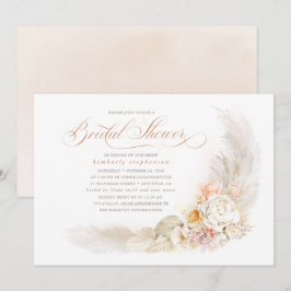 ソフトパステルフラワーズアンドパンパスグラスブライダルシャワー 招待状