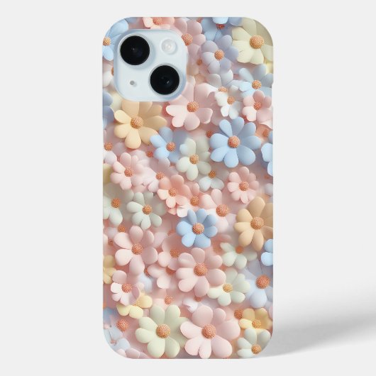 ソフトパステルフラワーデイジー3Dペタル付きスマホケース Case-Mate iPhoneケース (裏面)