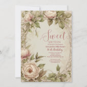 ソフトパステルフローラウォーターカラースウィート16 招待状 (正面)