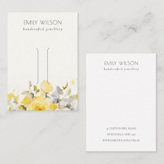 ソフトパステルフローラバンチヘアピンジュエリーディスプレイ 名刺 (正面/裏面)