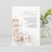 ソフトパステルフローラパンパスグラスブライダルシャワーティー 招待状 (スタンド正面)