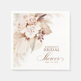 ソフトパステルフローラパンパスグラスブライダルシャワー スタンダードカクテルナプキン