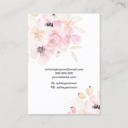 ソフトパステルフローラロゴジュエリーイヤリングネックレス 名刺 (裏面)