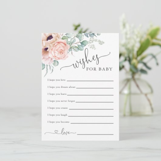 ソフトパステルフローラ赤ちゃんシャワーの願いベビー エンクロージャーカード (スタンド正面)