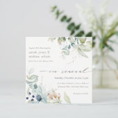 ソフトパステルブルーグリーンリーフVowリニューアル招待状 サンキューカード (スタンド正面)