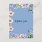 ソフトパステルブルーパープル開花フローラベビーシャワー エンクロージャーカード (裏面)