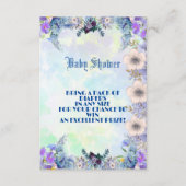 ソフトパステルブルーフラワーパープル薄紫ベビーシャワー エンクロージャーカード (正面)